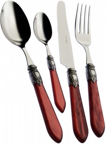 Bugatti Ensemble Modèle Oxford De 24 Pièces Emballé Dans Une Boîte Lithographiée Compacte, Couleur De La Poignée En Nacre Bordeaux Avec Finition Lunette Brunie.