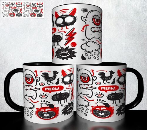 Mug Personnalisé Tasse À Café - Doodle Monsters Monstres Halloween Réf 899