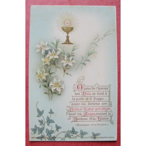 Image Pieuse Ancienne Vers 1900 " O Coeur De L'homme Ton Dieu Se Tient À La Porte "