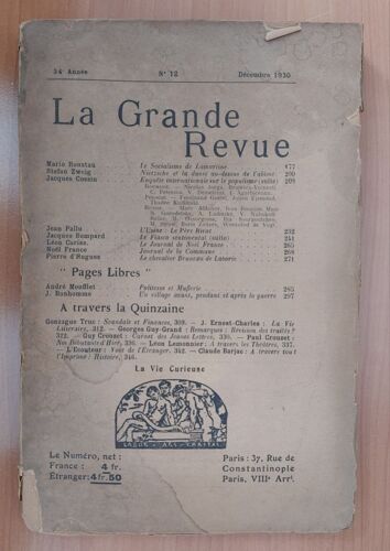 La Grande Revue N°12, Décembre 1930