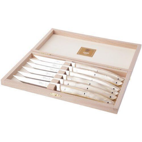 Claude Dozorme - 2.90.001.56 - Coffret Hêtre - 6 Couteaux - Thiers - Manche Nacrine - Naturelle