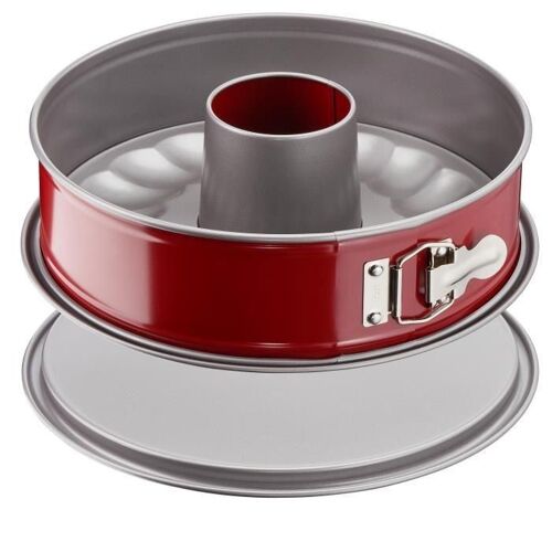 Tefal Moule A Savarin Delibake En Acier - Ø 25 Cm - Rouge Et Gris - Avec Charniere