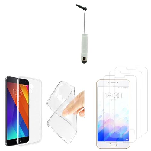 Coque Silicone Pour Meizu M3 Note/ Blue Charm Note3 5.5" Gel Ultraslim Et Ajustement Parfait - Transparent + Mini Stylet + 3 Films Transparent