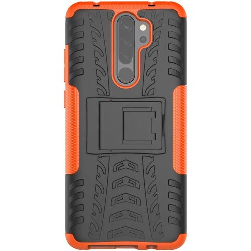 Coque Compatible avec Xiaomi Redmi Note 8 Pro+Protection Verre Trempe,Armor Support etui Hybride Cover Cases Housse(Orange
