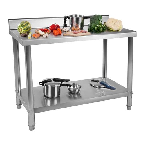 Table de travail en inox - 100 x 70 cm - Avec dosseret - Capacit? de 95 kg