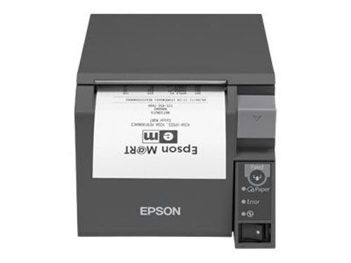Epson TM T70II - Imprimante de reçus - thermique en ligne - Rouleau (8 cm) - 180 x 180 ppp - jusqu'à 250 mm/sec - USB 2.0, LAN - outil de coupe - gris foncé
