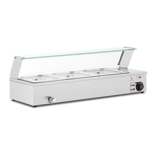 Bain-Marie - 2,000 W - 3 X Gn 1/2 - Robinet De Vidange - Couvercle En Verre