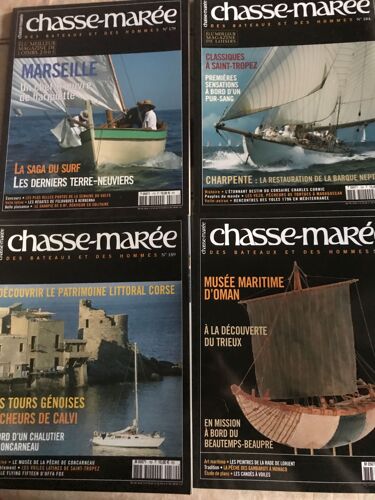 Chasse Marée 179 184 189 & 204- Marseille, Surf, Terre Neuvier, St Tropez, Pur Sang, Barque Neptune, , Cornic, Corse, Gêne, Chalutier Concarneau, Oman, Trieux, Beautemps Beaupré 