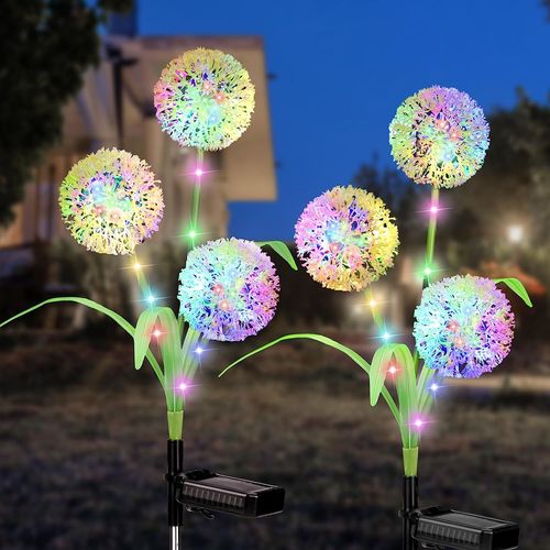 2 Pièces Lampes Solaires Exterieur De Pissenlit Lampe Solaire De 3 Têtes Étanche Lumières Solaire Jardin Pelouse Balcon Terrasse