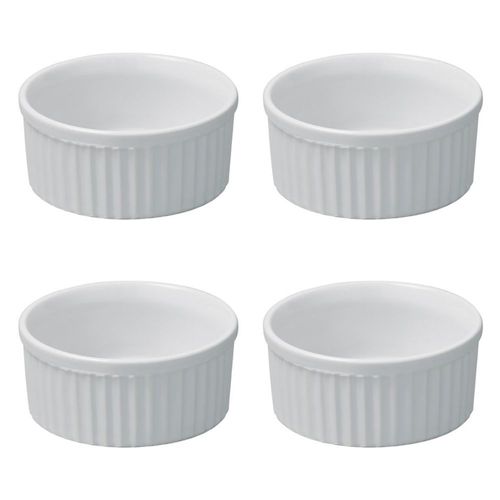 Lot De 4 Ramequins En Céramique 9 X 4,5 Cm Blanc Hobby Cook