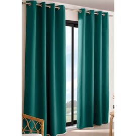 Rideau Thermique Double Tenture Satin Duchesse Lourd Bleu Canard Turquois Anneau 150x250Cm Occultant 2 Panneaux Cache Lumiere Idéal Tissu Polyester Brillant Solid Lumin deco fenetre baie vitre porte