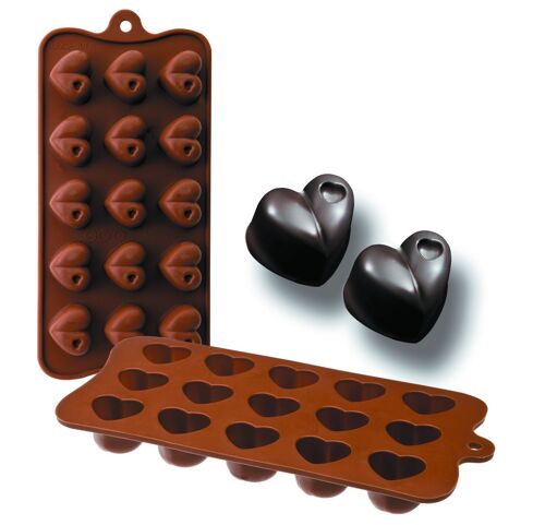 Plaque Silicone Bonbons Coeur 10.5x21x2.5