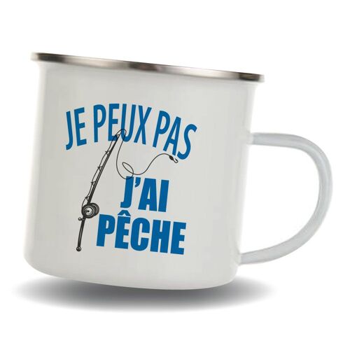 Mug Pêcheurs - Je Peux Pas J'ai Pêche - Mug Tasse En Inox Emaillée - Cadeau Fête Des Pères Tasse Inox