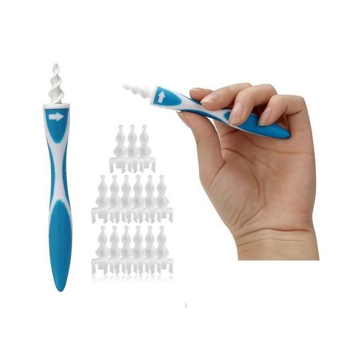 Curette Spirale Nettoyage Oreilles Cure Cérumen Coton Tige Silicone +16 Embouts 
