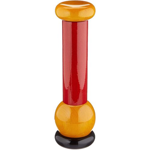 Alessi-Macinasale, Poivre Et Épices En Bois De Hêtre Dyed Noir, Rouge Et Jaune