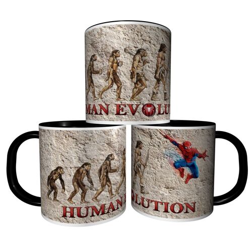 Mug Personnalisé Tasse À Café - Evolution De L'homme Super Heros Spiderman Réf 07
