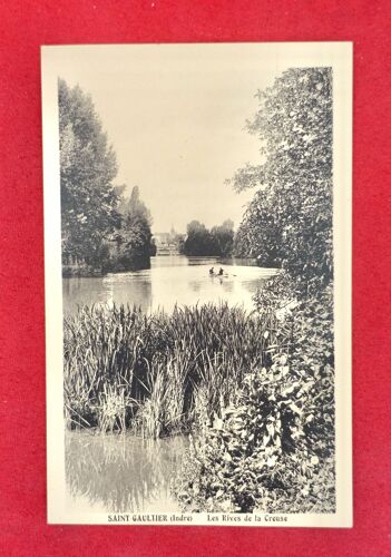 Carte Postale Ancienne Animée Cpa Saint-Gaultier Indre. Barque. Les Rives De La Creuse. Paysage Autour Du Camp De Chasseneuil. 1941. Comme Neuf.