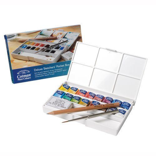 Winsor & Newton - Boîte De Poche Deluxe De 16 Petits Pots De Couleur À L'eau Cotman