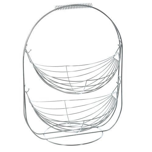 Corbeille À Fruits Double - H. 45 Cm - Argent