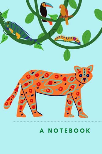 A Notebook: Ocelot - Jungle Series - 6" X 9" - Orange Spotted Wild Cat - Light Blue