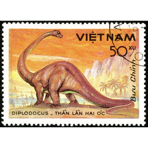 Timbre Oblitéré Viet Nam, Buu Chinh, Diplodocus, Than Lan Hai Oc, 50 Xu