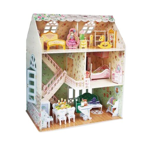 Kit De Meubles De Maison De Poupée En Bois Pour Enfants, Miniature, Faite À La Main, Mini Villa, Bâtiments De Loft, Jouets À La Main, Bricolage, 1/24