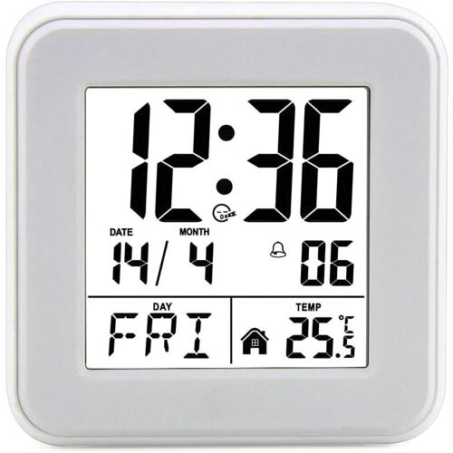 Réveil À Calendrier Perpétuel, Horloge De Chevet À Commande Vocale Avec Rétroéclairage, Horloge Pour Personnes Âgées Avec Température Blanche[REV690620]