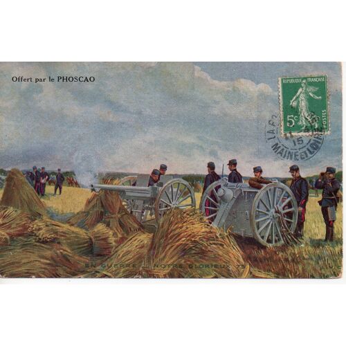 En Guerre, Notre Glorieux 75 (Offert Par Le Phoscao  Bébé Aliment Des Enfants, Carte Ancienne, Canon Et Soldats)