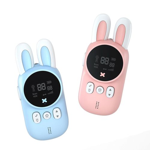 Talkie-Walkie En Forme De Lapin Pour Enfants, 2 Pièces, Mini Jouets, Émetteur-Récepteur Portable, Portée De 3km, Radio Uhf, Lanière D'Interphone, Cadeau