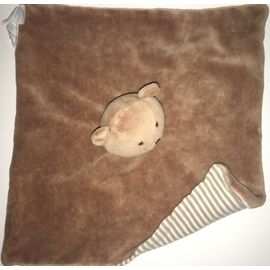 Doudou Ours Plat Natalys Rayé Marron Peluche Bébé Naissance Ourson Teddy Bear Soft Toys Blank Baby  