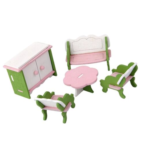 Kit De Décoration De Maison De Poupée, Jouet Miniature En Bois, Échelle 1/12, 5 Pièces