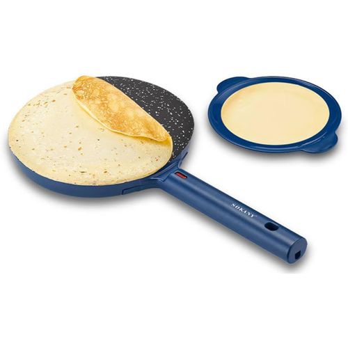 KALANKA-Crepiere Electrique, Poele a Crepe, Fabricant Instantané de Crêpes Avec Poignée, Machine à Crêpes Électrique, Crepes Maker 20 cm de diamètre (Bleu)