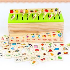 Puzzle En Bois Pour L'Éducation Précoce, Jouet Cognitif, Fruits, Caractères Chinois, Boîte De Classification