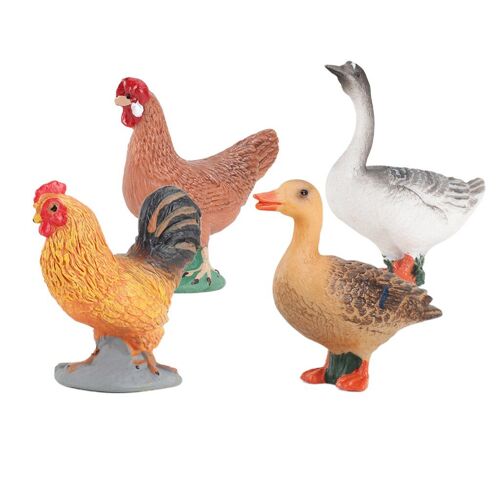 Figurines D'Animaux De Volaille En Plastique Solide, Décoration Éducative
