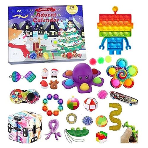 Kit De Jouets Anti-Stress Avec Calendrier De L'Avent De Noël Pour Enfant, Ensemble De Jouets À Presser, Paquet De Jouets Squishy Avec Arbre De Noël