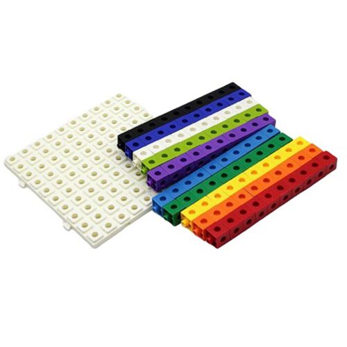 Cubes De Liaison Multicolores En Plastique, 10 Couleurs, Avec Planche, Jouets Préscolaires, 100 Pièces