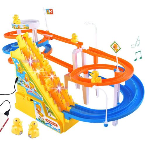 Piste D'Escalade De Canard Électrique, Jouet Électronique Amusant, Musique, Montagnes Russes, Glissades, Escalier, Jouet Pour Enfants, Cadeau D'Anniversaire