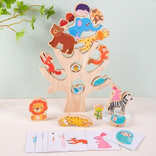 Blocs D'Empilage D'Animaux En Bois, Jouets D'Équilibre, Blocs De Construction De Tige Pour 3-6 Ans