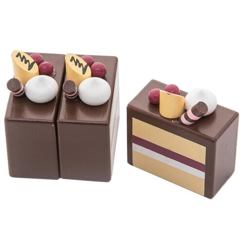 Gâteau Au Chocolat En Bois, Jeu De Fête, Nourriture, Dessert, Cuisine, Jouet De Découpe