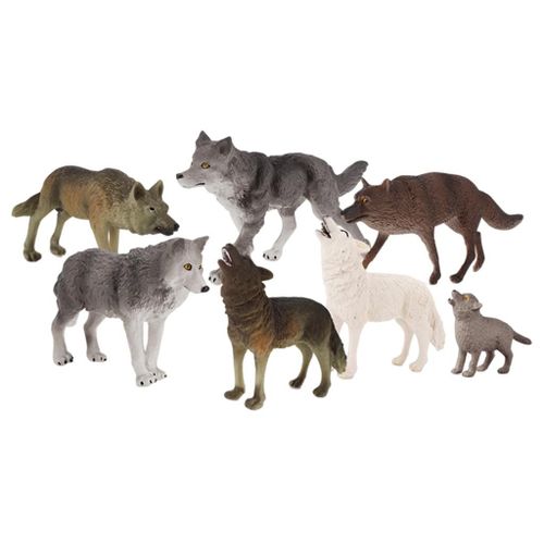 Figurines De Loup Miniatures Pour Enfants De 3 Ans Et Plus, 7 Pièces, Jeu Pour Enfants D'Âge Préscolaire