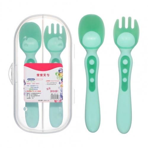 Cuillère D'Alimentation Pour Bébé, Fourchette Anti-Brûlure, Couverts D'Alimentation Colorés, Détection De La Température, Cuillère Fourchette, Ustensiles Pour Tout-Petits