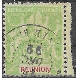 Ile De La Réunion, Colonie Française 1900 / 1905, Beau Timbre Yvert 46, Type Sage "Colonies" 5c. Vert Jaune, Oblitéré, Tbe.