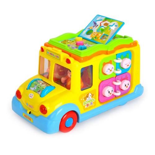 Modèle De Bus Scolaire À Monter Soi-Même, Jouet De Dessin Animé, Son Et Lumière, Véhicules Éducatifs Interactifs Pour Enfants D'Âge Préscolaire