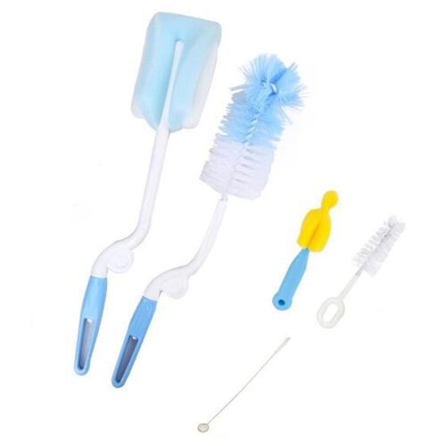 Brosses Pour Biberons, 5 Pièces, Éponge Douce, Pour Biberon, Bec De Tétine, Tube De Brosse, Nettoyeur De Tuyaux À Boire