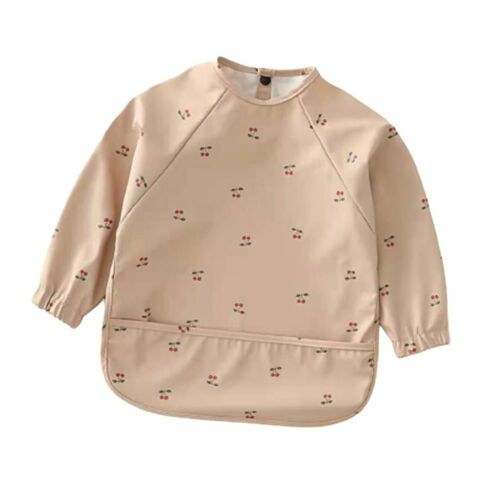 Bavoirs Smock À Manches Longues Pour Bébé, Vêtement Unisexe, Imperméable, Tissu Mat, Imprimé Chats Roses