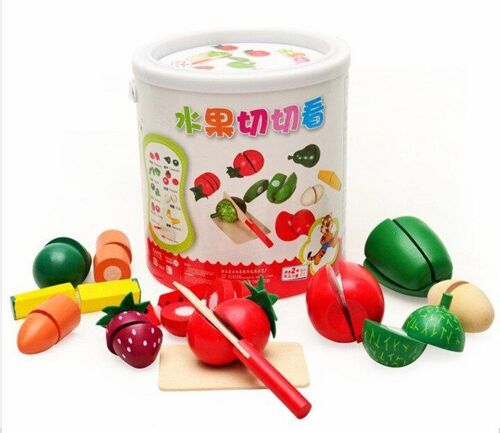Jeu De Fruits Et Légumes Coupés, Baril En Bois, Jouets Éducatifs Précoces, Simulation De Cuisine, Cadeau Pour Bébé