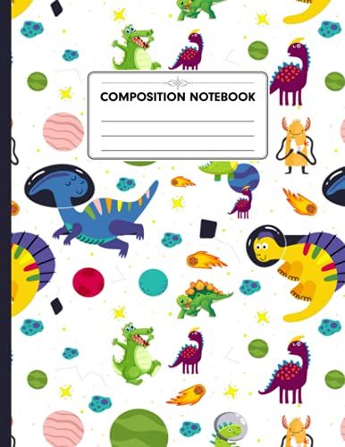 Composition Notebook: T-Rex Dinosaur School Notebook | Wide Ruled Blank Lined Writing Exercise Journal For Boys And Girls