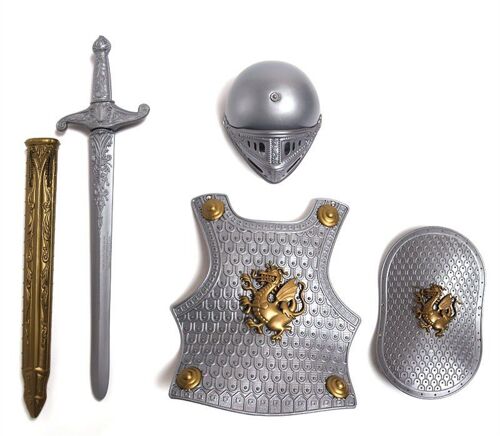 Armure De Guerrier De Héros Pour Halloween, 4 Pièces, Bouclier, Épée, Casque, Costume De Cosplay, Déguisement De Fête Pour Enfant, Jouet De Jeu Pour Garçon