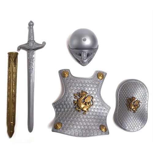 Armure De Guerrier De Héros Pour Halloween, 4 Pièces, Bouclier, Épée, Casque, Costume De Cosplay, Déguisement De Fête Pour Enfant, Jouet De Jeu Pour Garçon