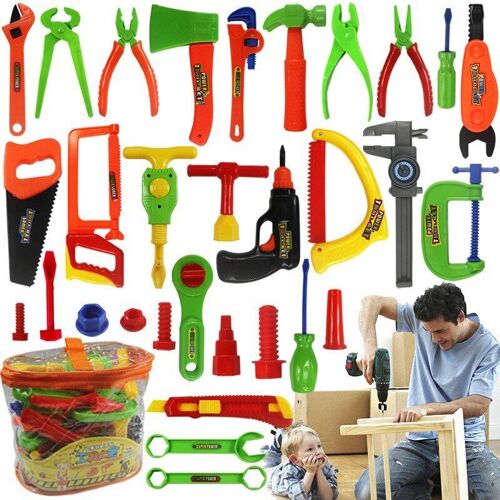Maison De Jeu 34 Pièces/Ensemble, Jouet Mécanique Pour Garçon, Outils D'Entretien Électrique, Combinaison Mobile, Boîte À Outils Pour Enfants, Outils De Simulation, Cadeau